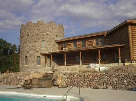 Warm brown natural stone walls on a rustic exterior