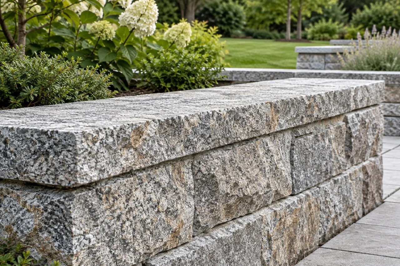 AI-generated concept of a grey granite wall showing crystalline texture