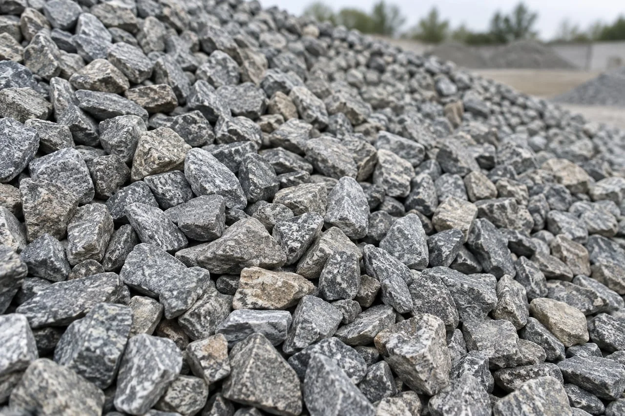 Illustrative reference of angular grey landscape aggregate
